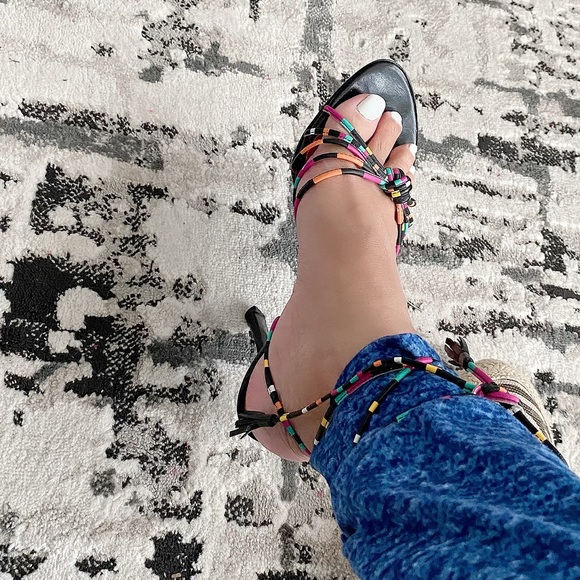 Colin Stuart Ankle strap tie up heels leather upper, 4" heel. - Picture 8 of 10